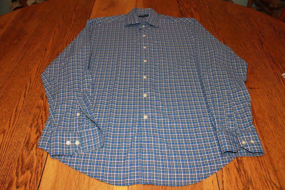 Peter Millar Shirt Mens XL Plaid Crown Crafted Long Sleeve Button Down Dress